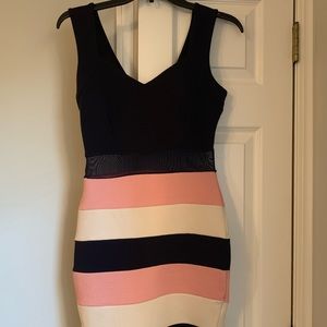 Windsor Navy Blue, Pink and White Dress Small